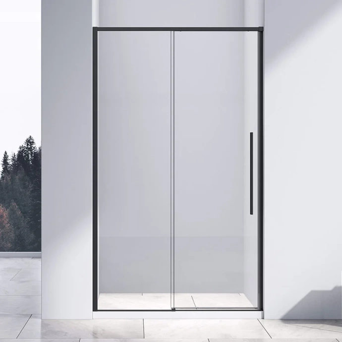 Душевая дверь в нишу Vincea Slim-N 110х195 профиль черный стекло прозрачное VDS-4SN110CLB - 0