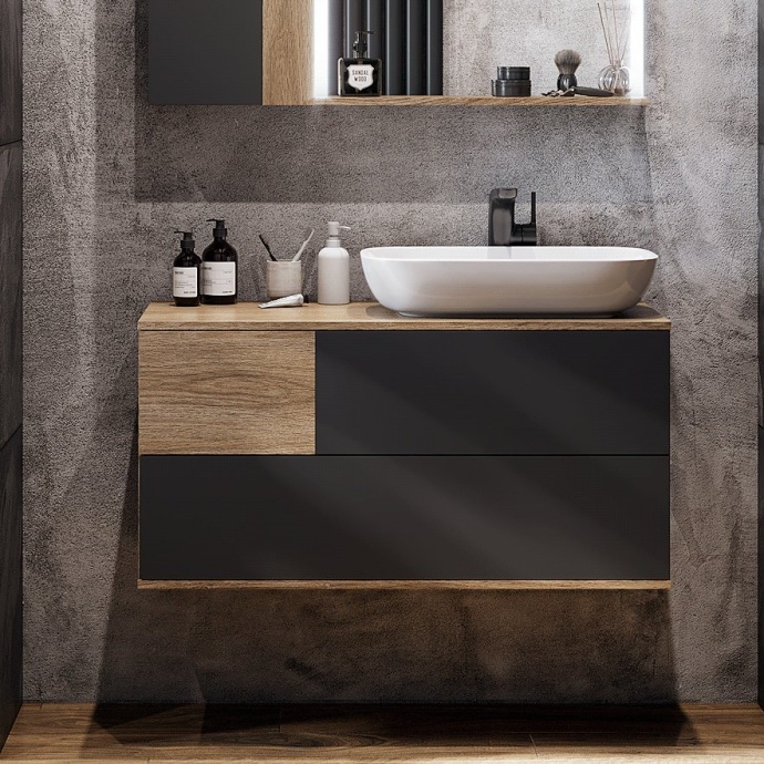 Тумба с раковиной Aquaton Терра 105 светлое дерево-серый 1A2469K2TEKA0 - 5