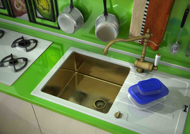 Мойка кухонная Zorg Inox Glass GL-7851-WHITE-BRONZE белое стекло - 1