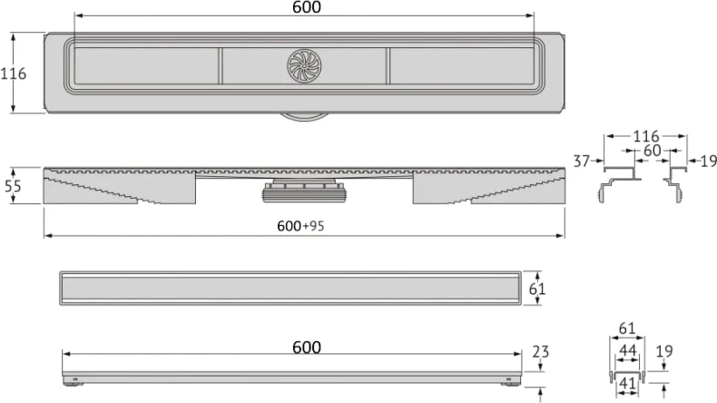 Душевой лоток Berges B1 Keramik 60 черный матовый 095017 - 1