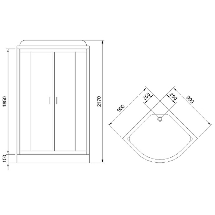 Душевая кабина Royal Bath 90х90 хром стекло матовое с гидромассажем RB90HK2-M-CH-EL - 1