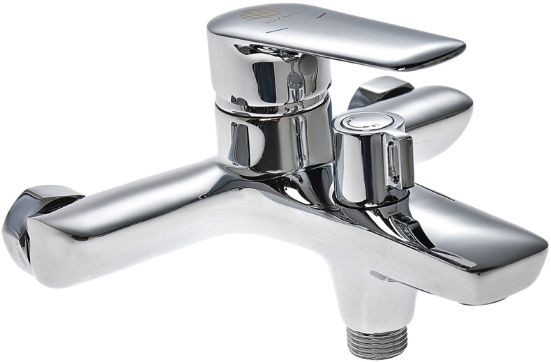 Смеситель для ванны с душем STWORKI Хельсингборг XE-02cr однорычажный, настенный, латунь, с функцией экономии расхода, глянцевый - 0