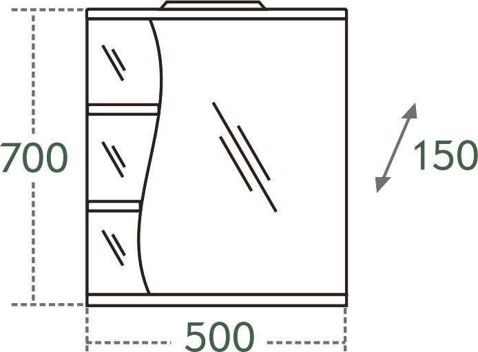 Зеркало-шкаф СанТа Волна 50 R 101006 - 2