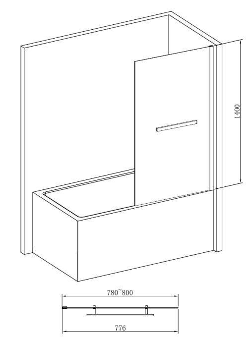 Шторка на ванну ABBER Immer Offen AG70080B - 2