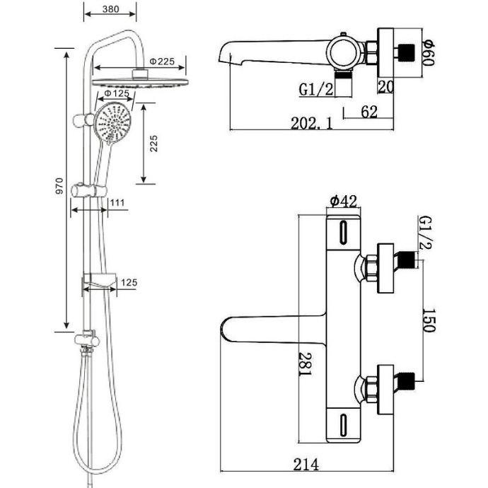 Душевая система Agger Thermo хром глянцевый A2493500 - 3