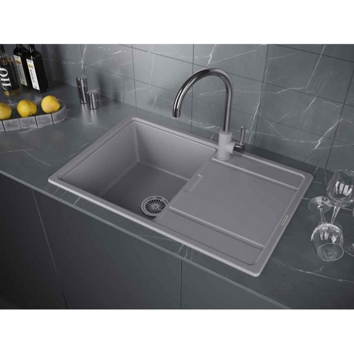 Мойка кухонная Paulmark Flugen 78 серый матовый PM217850-GRM - 2