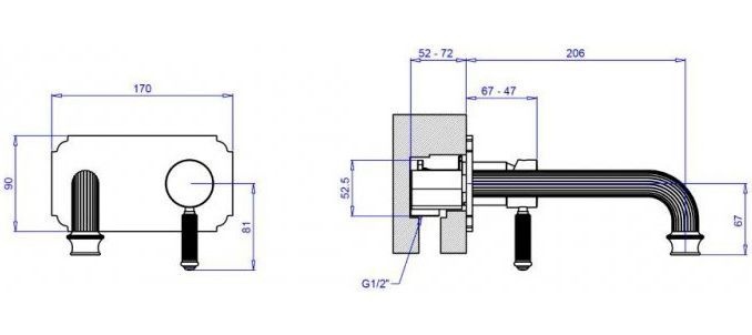 Смеситель для раковины Cezares OLIMP бронза  OLIMP-BLSM2-02-L - 1