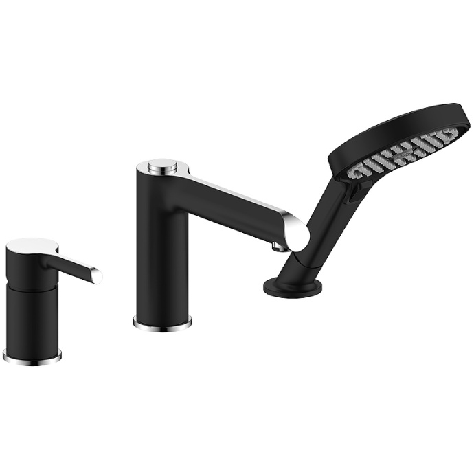 Смеситель на борт ванны Gappo черный хром G1103-6 - 0