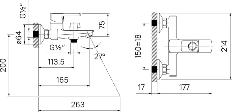 Смеситель IDDIS Bild для ванны с душем BILSB00i02WA - 2