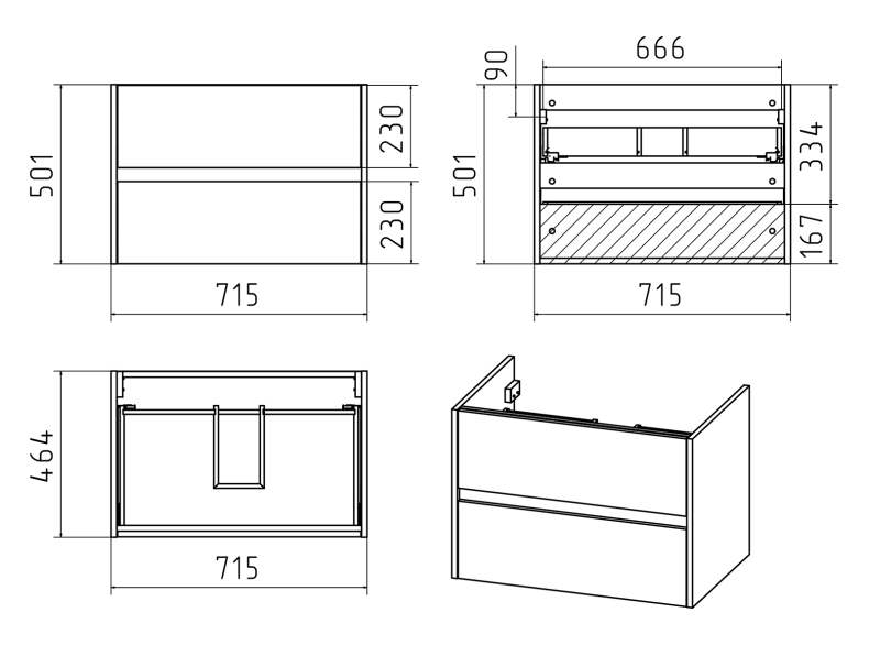 Тумба под раковину Misty Алиса 75 подвесная, белая Э-Али01075-011П2Я - 1