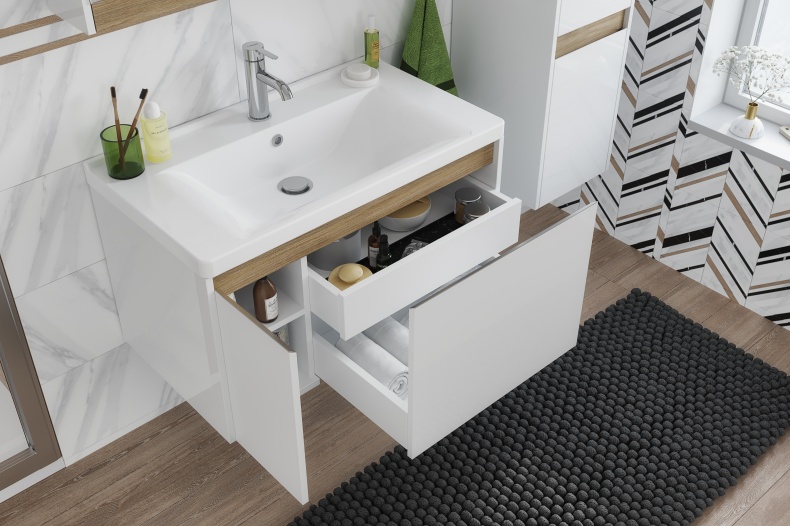 Мебель для ванной STWORKI Стокгольм 80 белая, под дерево, в скандинавском стиле 406321 - 8