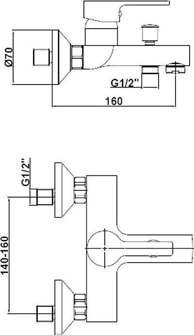 Смеситель GPD Solus MBB55 для ванны с душем - 2