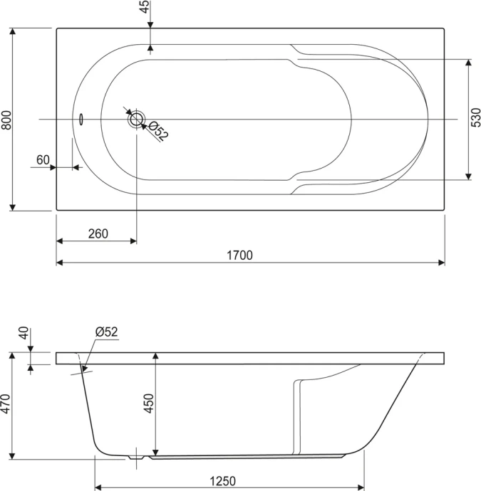 Акриловая ванна Cezares Arno 170x80  ARNO-170-80-45-W37 - 2