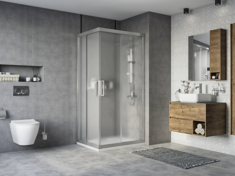 Душевой уголок STWORKI Карлстад DE019RC80100200 100x80 см профиль хром матовый, стекло матовое, прямоугольный 3GW123TTKK000 - 1