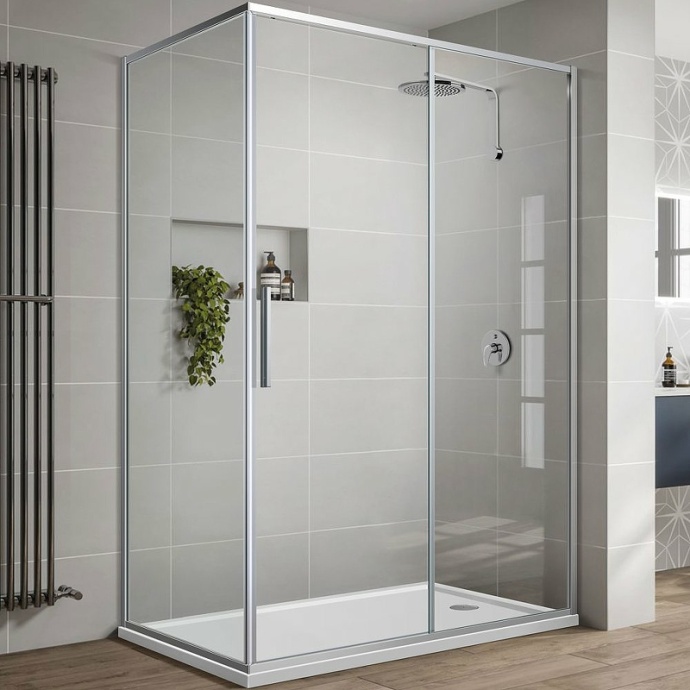 Душевой уголок Vincea Slim-U 120х90 хром стекло прозрачное VSR-2SU9012CL - 0