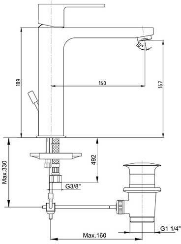 102188049EX Nita смеситель для раковины 167 - 1