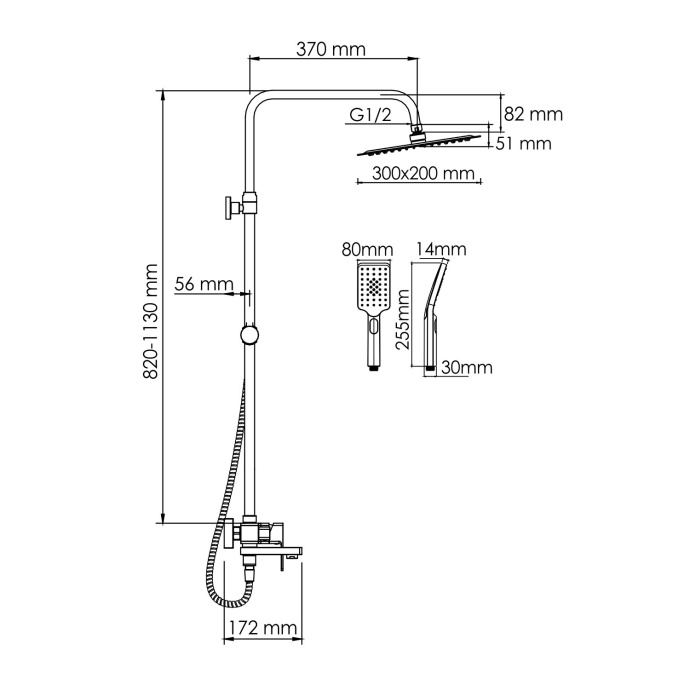Душевая система WasserKraft 30 хром A177.069.126.010.CH - 2