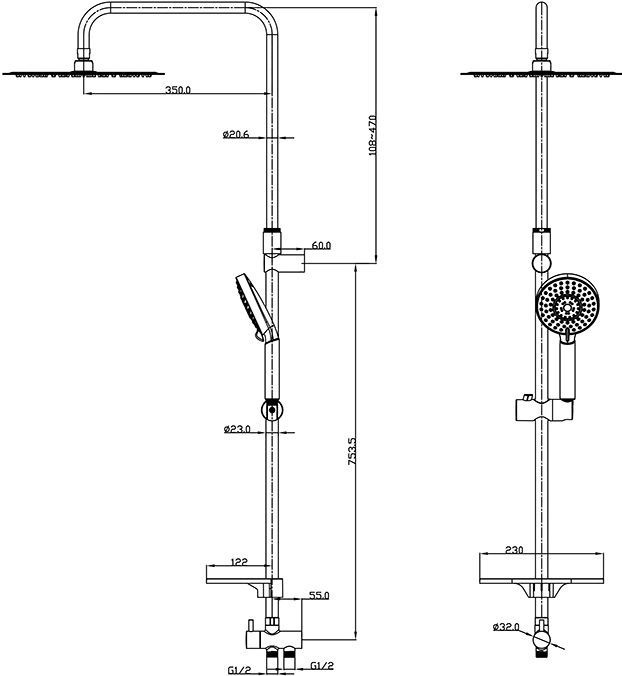 Душевая стойка Iddis Mirro Plus MRPSB5Fi76 - 1