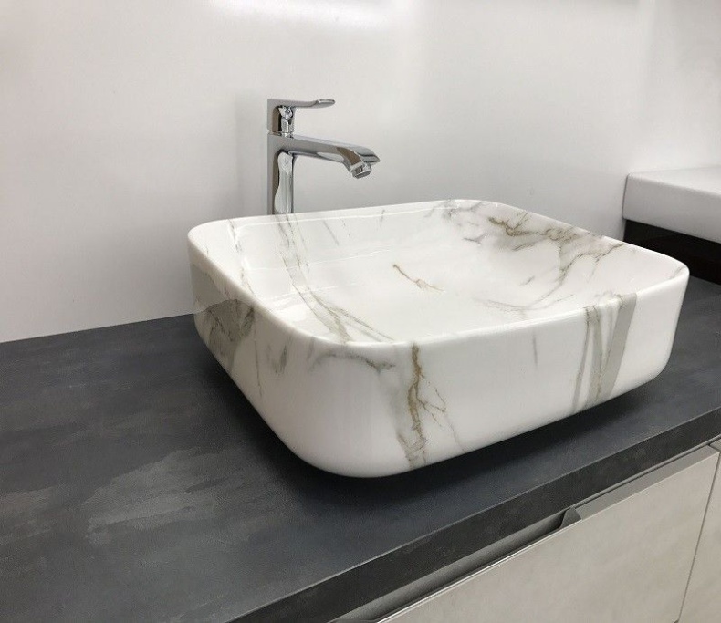 Раковина накладная CeramaLux MNC 50 см под камень/белый, серый  190 - 2