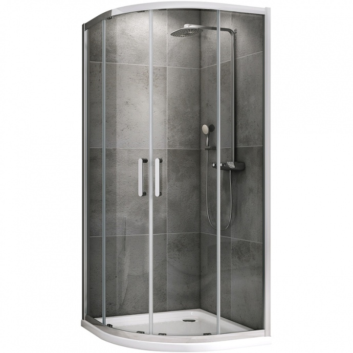 Душевой уголок Abber Schwarzer Diamant 100х100 хром стекло прозрачное AG01100 - 0