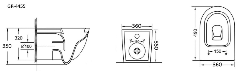 Унитаз подвесной Grossman GR-4455S безободковый - 5