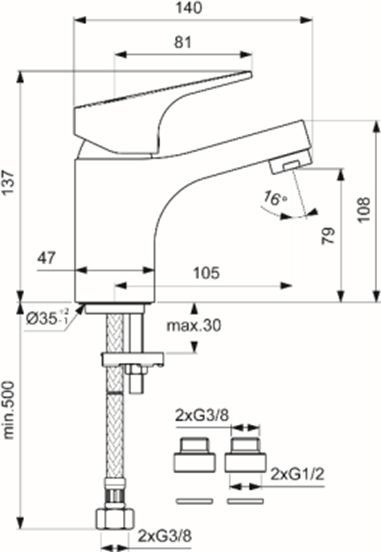 Смеситель для раковины Vidima Next хром  BA366AA - 1
