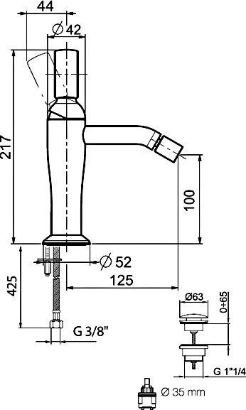 Смеситель Webert Opera OA840102985 графит, для биде - 1