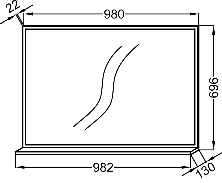 EB1598-N18 VIVIENNE Зеркало 100 см, белый меламин - 1