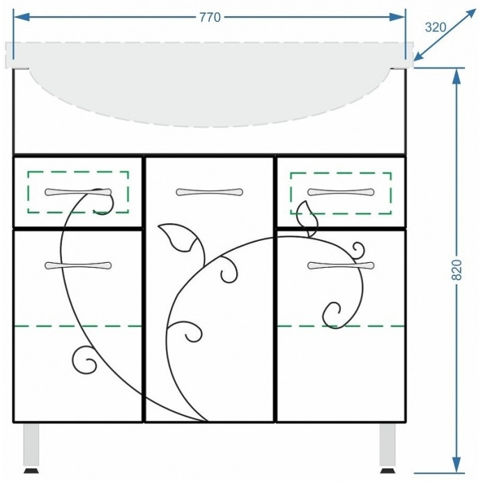 Тумба под раковину Stella Polar Фантазия Эльбрус 80 белый SP-00000229 - 3
