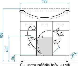 Тумба под раковину Style Line Эко Фьюжн 77.5 см  ЛС-00000076 - 1