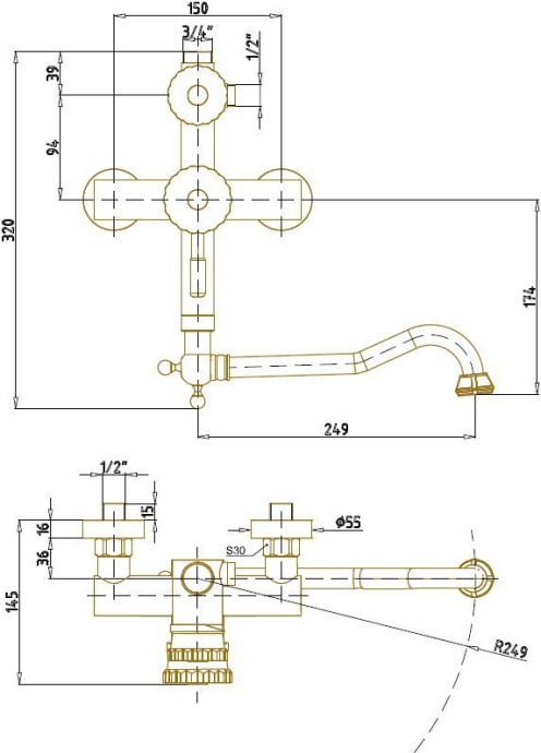 Душевая стойка Bronze de Luxe Windsor  10120DR - 8