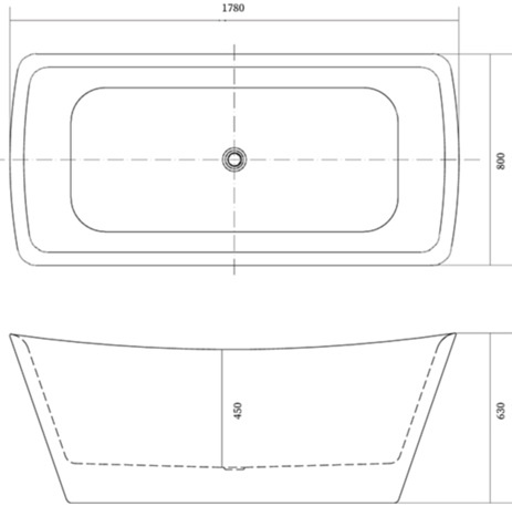 Акриловая ванна Aquatek Верса 178x80 белый с ножками и сливом-переливом  AQ-4880 - 3