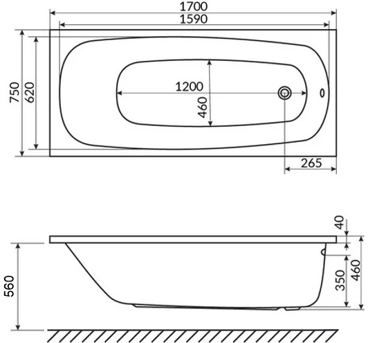 Ванна акриловая WHITECROSS Layla 170x75 белый 0102.170075.100 - 3