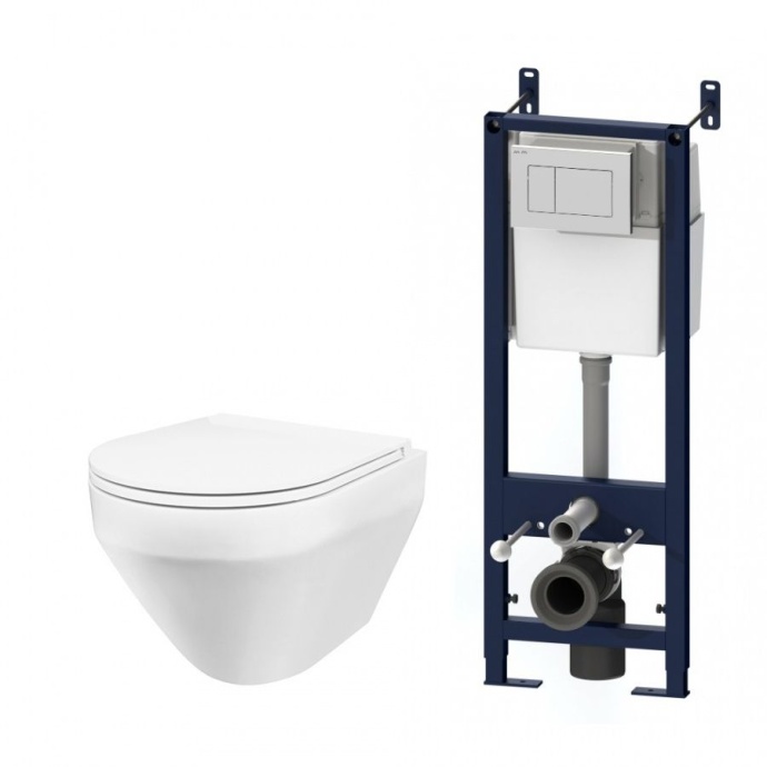 IS301.701700 Комплект инсталляция с клав белый с подвесным унитазом Spirit FlashClean с сид м/лифт - 0