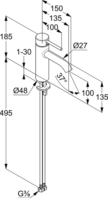 Смеситель Kludi Bozz для раковины, черный 382823976 - 1