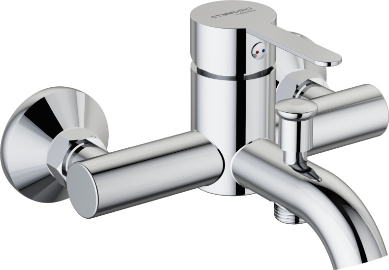 Смеситель для ванны с душем STWORKI by Damixa Стокгольм HFSG10000 хром, однорычажный, настенный, латунь - 0