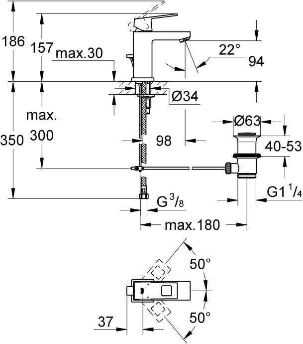 Смеситель Grohe Eurocube 2312700E для раковины - 12