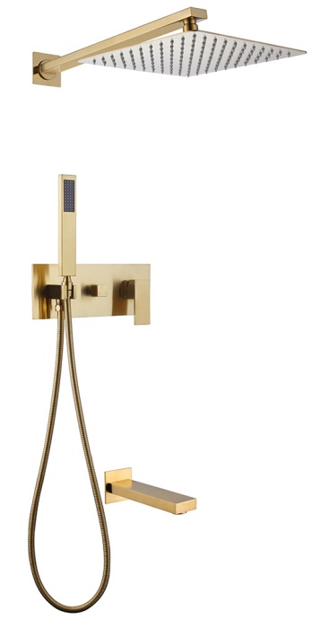 Душевая система ABBER Daheim скрытого монтажа с изливом, золото матовое  AF8217G - 0