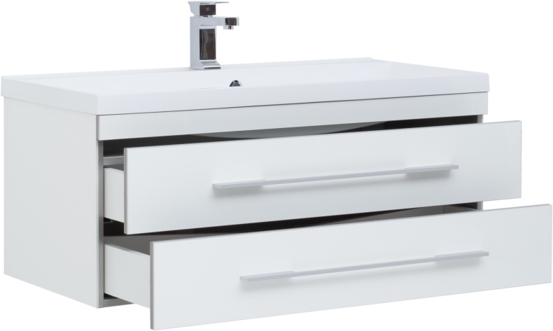 Тумба с раковиной Aquanet Верона 100 подвесная белая - 2