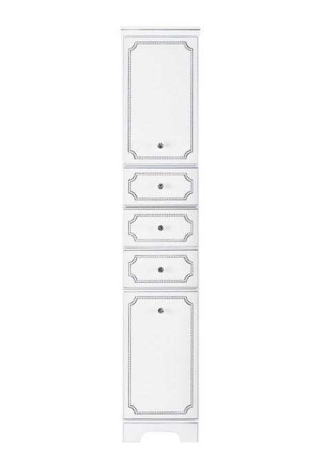 Шкаф-пенал Vod-Ok Мариэль 40 L с бельевой корзиной белый, патина серебро 5092 - 0