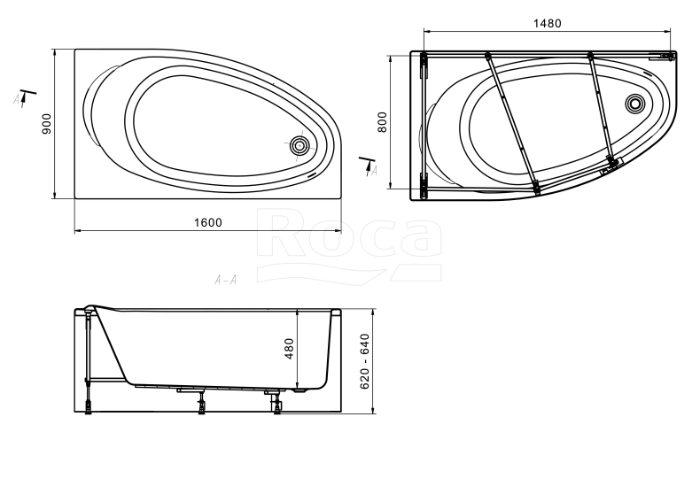 25F039000 монтажный комплект CORFU (каркас, комплект креплений к стене, слив-перелив полуавт.) - 1
