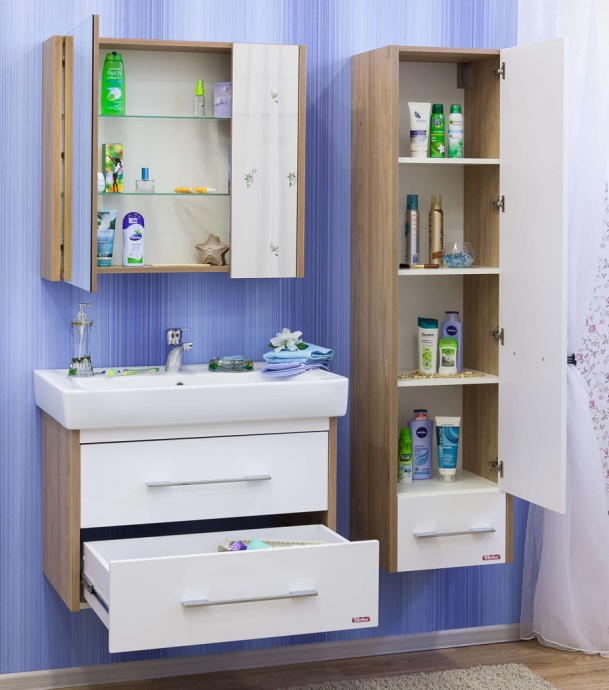 Шкаф-пенал Sanflor Ларго 2 вяз швейцарский, белый R Н0000000518 - 3