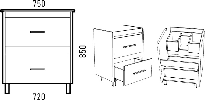 Тумба для комплекта Corozo Верона 75 лайн SD-00000348 - 4