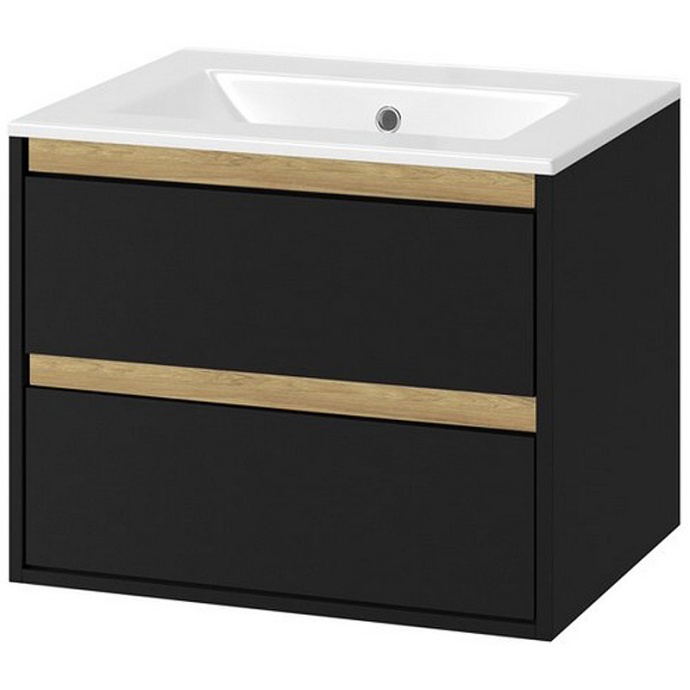 Тумба под раковину EXCELLENT Tuto 60 черный матовый - светлое дерево MLEX.0103.600.BKBL - 0