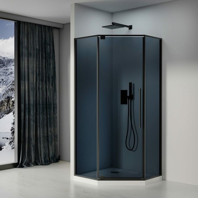 Душевой уголок Black&White Stellar Wind 90х90 черный стекло тонированное 815900G - 1