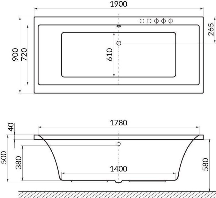 Ванна EXCELLENT Pryzmat 190x90 WAEX.PRY19WH - 1