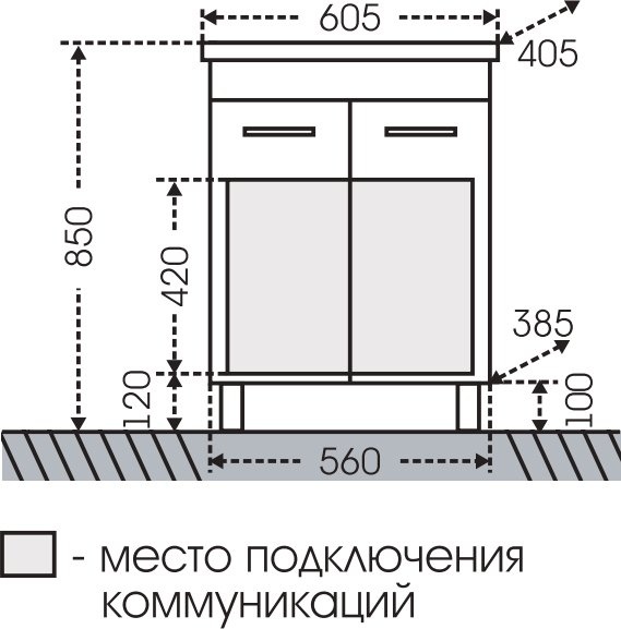 Тумба с раковиной СанТа Омега 60 - 6