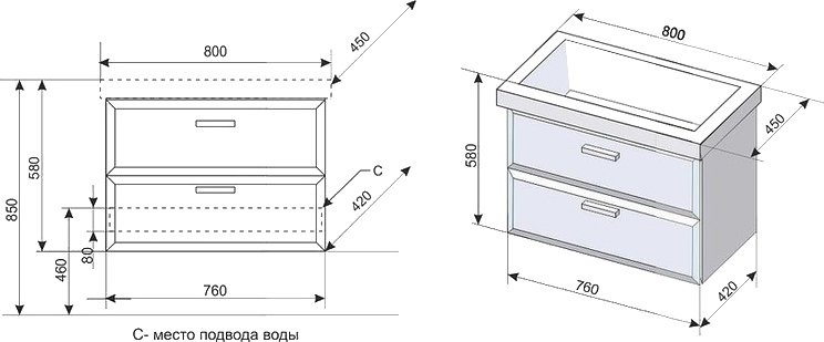 Тумба с раковиной Style Line Лотос 80 Люкс Plus подвесная, белая - 5