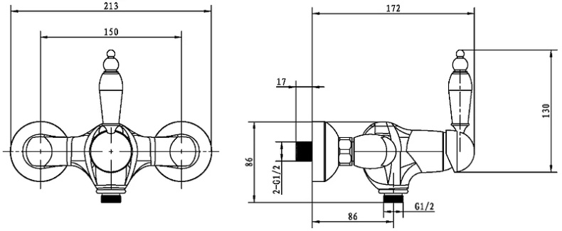 Смеситель для душа Boheme Murano золото 284-MR-W - 1