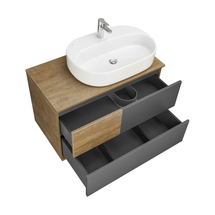 Тумба под раковину Aquaton Терра 85 светлое дерево-серый 1A247201TEKA0 - 14